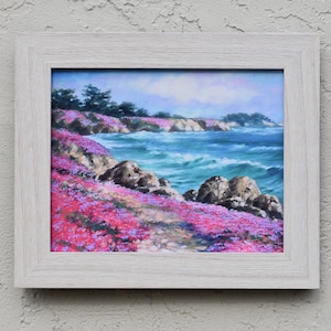 Pink flowers,8X10,Carmel,Monterey,Pacific Grove,Print on canvas,Seventeen mile drive,Impressionism,California coast,Seascapes,California art
