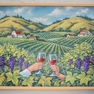 Napa Sonoma Vineyards, Print on canvas, Made to order, Country life, California landscapes, Impressionism, California hills, Folk art