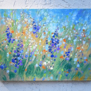 California art,Palette knife paintings,Impasto,Original paintings,Landscapes,California Hills,Half Moon Bay,Spring grass,Flower art,Floral