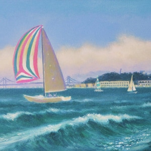San Francisco,Golden Gate bridge,Bay bridge,Panoramic art,Seascapes,Boats,Waves,California wall art,,California landscapes,Original art