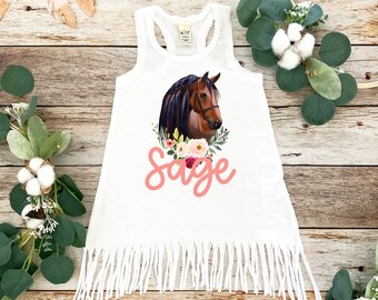 Horse Personalized Shirt with Name, Girl's Horse Lover Dress
