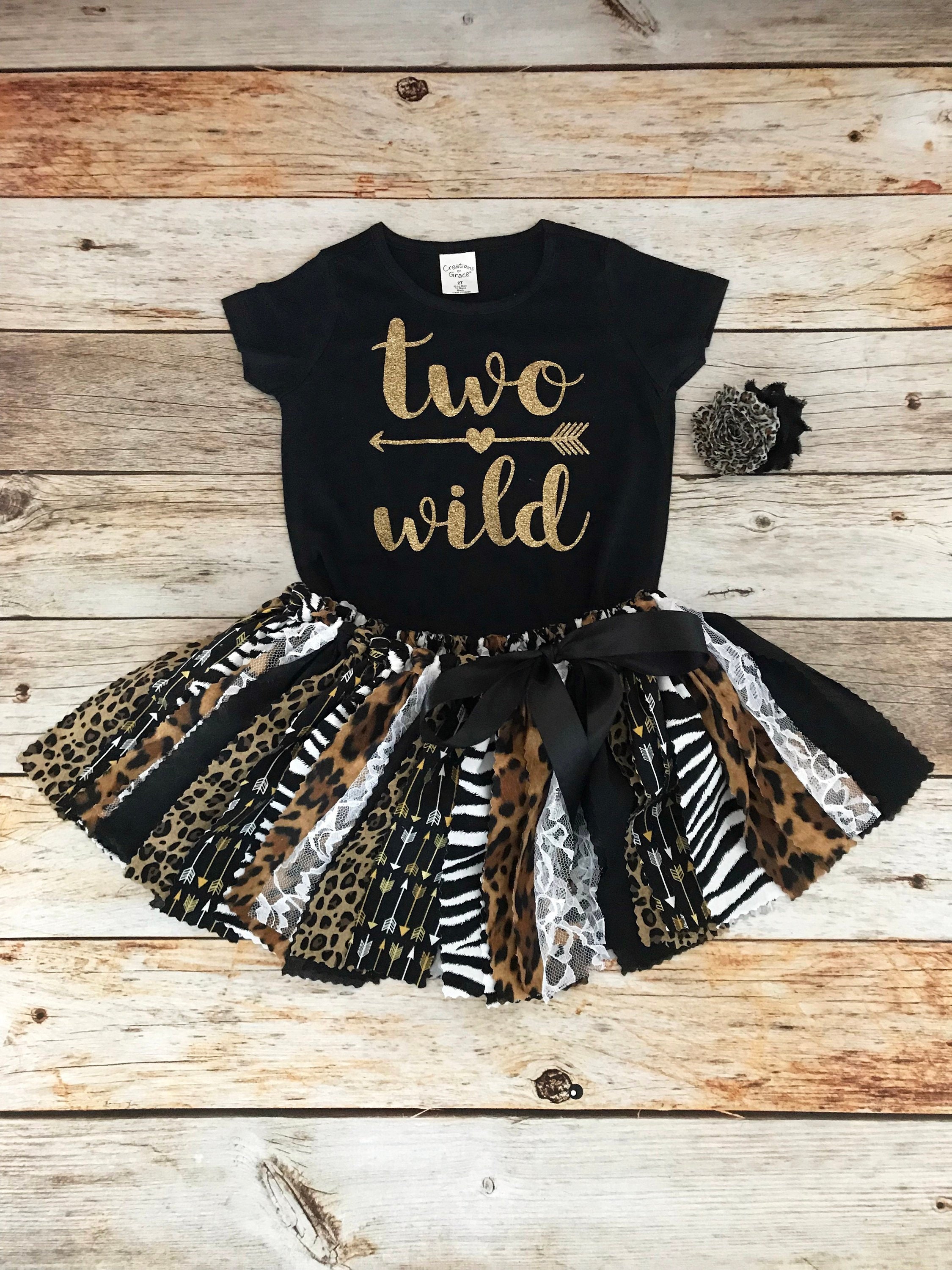 Two wild birthday girl outfit Clearance