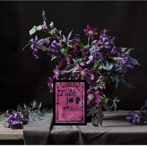 Spooky Pink Skull Goth Table Number Party/ Wedding Decoration Numbers 6 Through 10