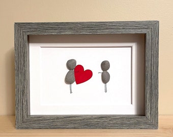 Be My Valentine Pebble Art • 5x7 • handmade framed artwork • one of a kind • ready to ship