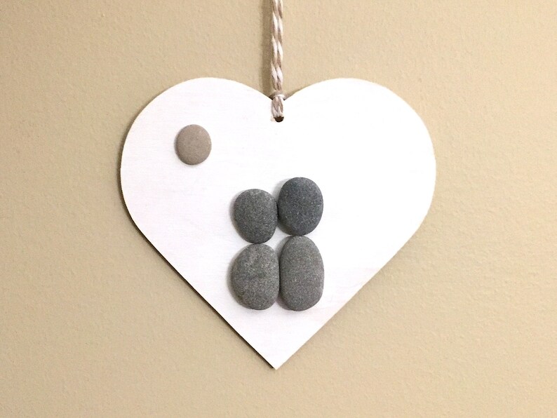 Pebble Art Couple Ornament \u2022 4x4 \u2022 handmade \u2022 one of a kind \u2022 ready to ship