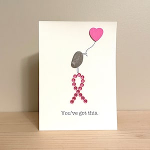 Carte artistique Vous avez ce galet • 4,5 x 5 po. • Carte sur le cancer du sein • vierge à l'intérieur • carte faite main • unique en son genre • prête à être expédiée