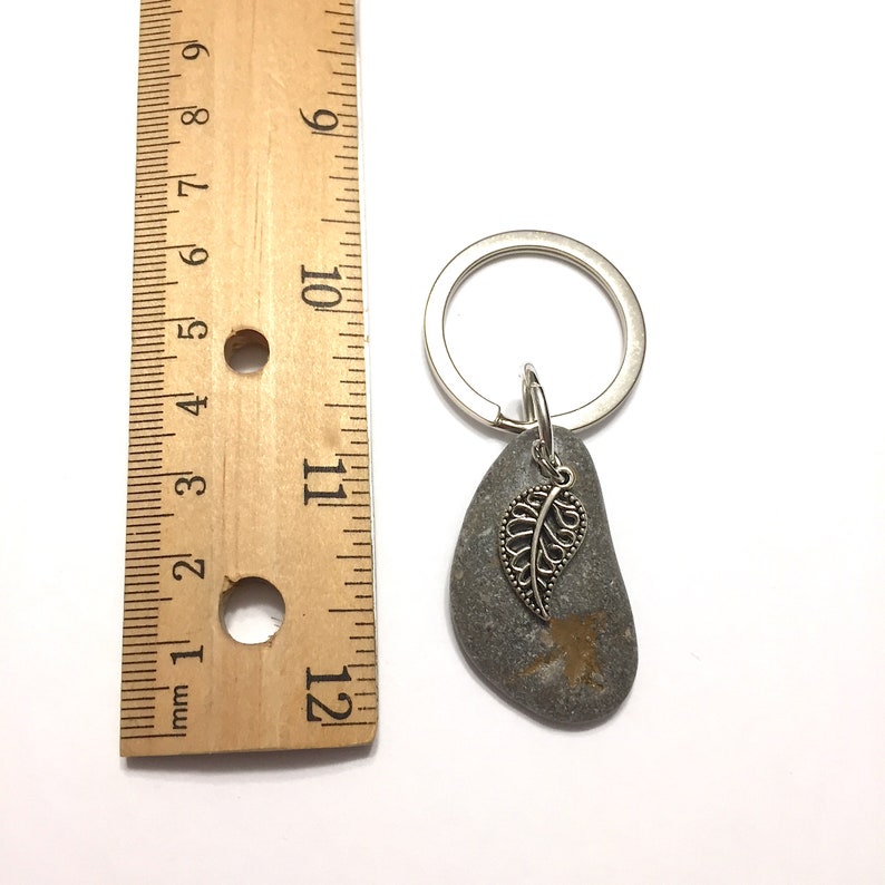 Leaf Pebble Keychain handmade one of a kind ready to ship image 4