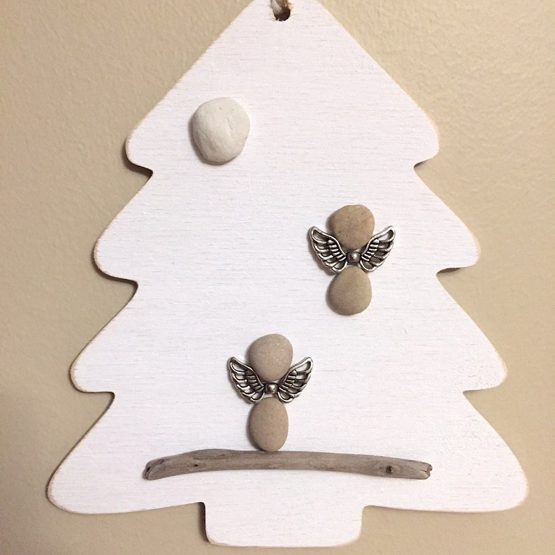 Angels Pebble Art Ornament 5x4 handmade one of a kind ready to ship image 2