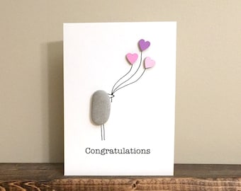 Pebble Art Card • Congratulations • Baby Girl • 5.5 x 4 • blank inside • handmade gift card • one of a kind • ready to ship