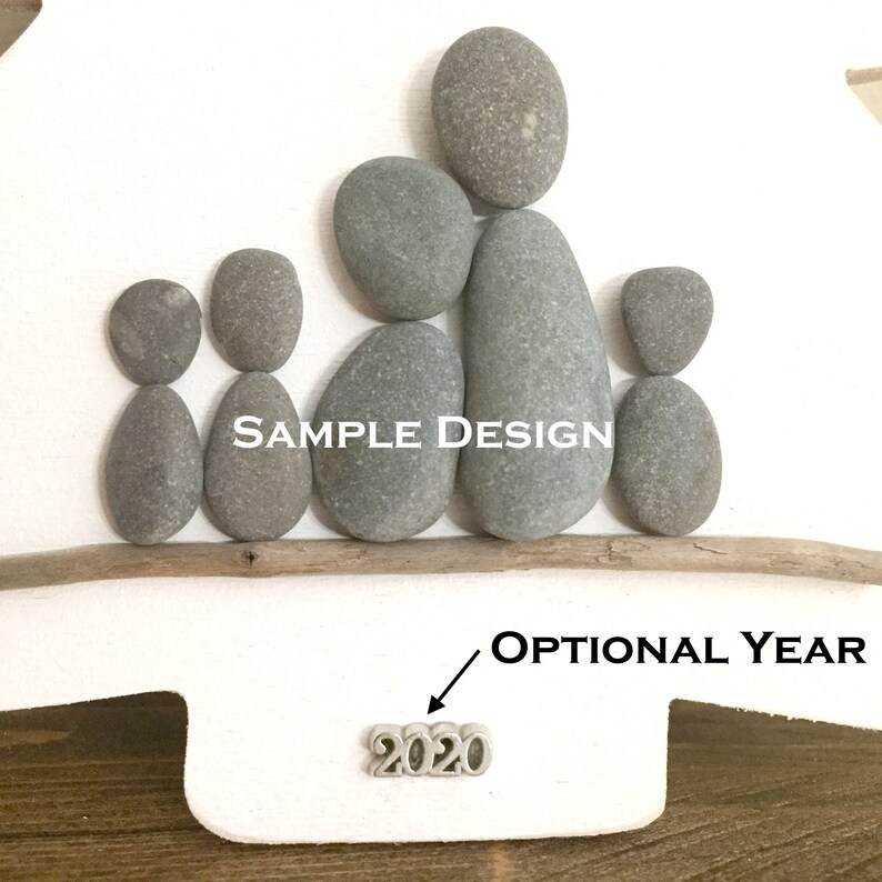 Family of Four Pebble Art Ornament \u2022 handmade \u2022 one of a kind \u2022 ready to ship
