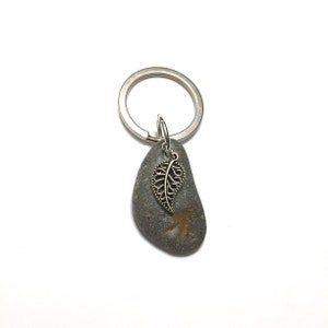 Leaf Pebble Keychain handmade one of a kind ready to ship image 2