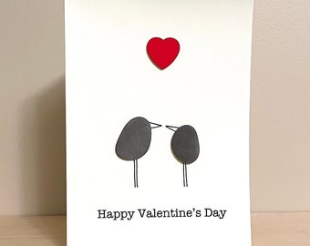 Pebble Art Card • Happy Valentine's Day • 5.5 x 4 • blank inside • handmade gift card • one of a kind • ready to ship