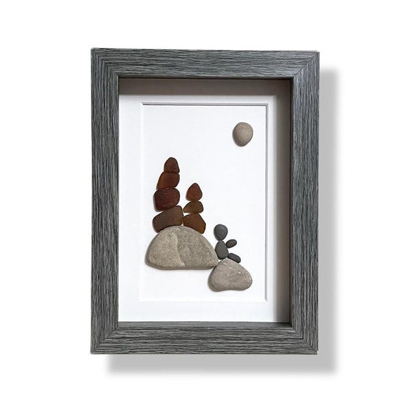 Handmade Pebble Art: Single Person Framed Artwork (5x7)