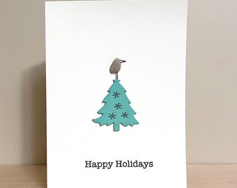 Pebble Art Card • Happy Holidays • 5.5 x 4 • blank inside • handmade gift card • one of a kind • ready to ship