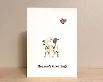 Pebble Art Card • Seasons Greetings • 5.5 x 4 • blank inside • handmade gift card • one of a kind • ready to ship