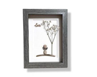 Pebble Art Angel: Framed Beach Stone Artwork (5x7)
