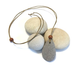 Beach Pebble Pendant Necklace • handmade • one of a kind • ready to ship