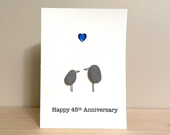 Happy 45th Anniversary Pebble Art Card - 4.5 x 5 in - Sapphire Anniversary Card