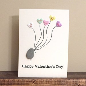 Pebble Art Card • Happy Valentines Day • 5.5 x 4 • blank inside • carte-cadeau faite à la main • unique en son genre • prêt à expédier