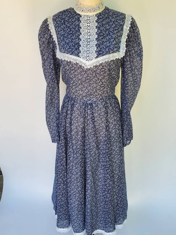 Gunne sax 13 blue midi dress medium floral ditsy f