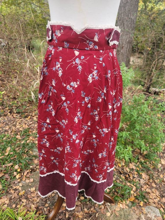 Vintage Gunne Sax Skirt 13 Medium Red Midi Skirt … - image 2