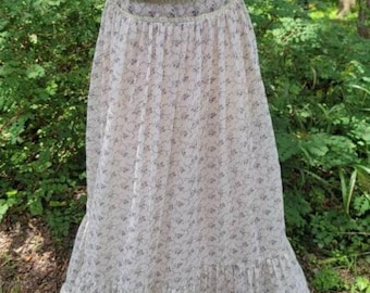 Vintage Gunne Sax Klänning 7 Small Bara Axlar Maxiklänning Lila Rosett Mönstrad Blommig