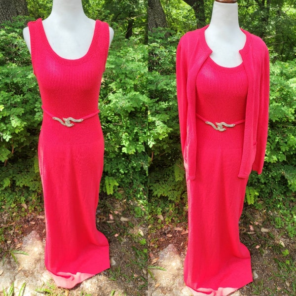 Vintage 50s 60s Jay Kobrin sweater set medium evening wear evening dress evening set evening gown knit dress knit set