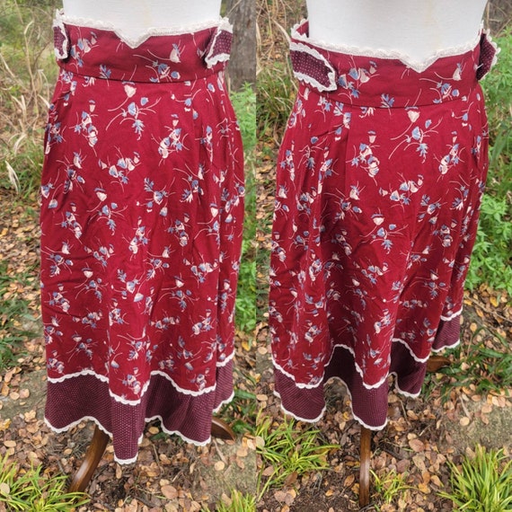 Vintage Gunne Sax Skirt 13 Medium Red Midi Skirt … - image 1