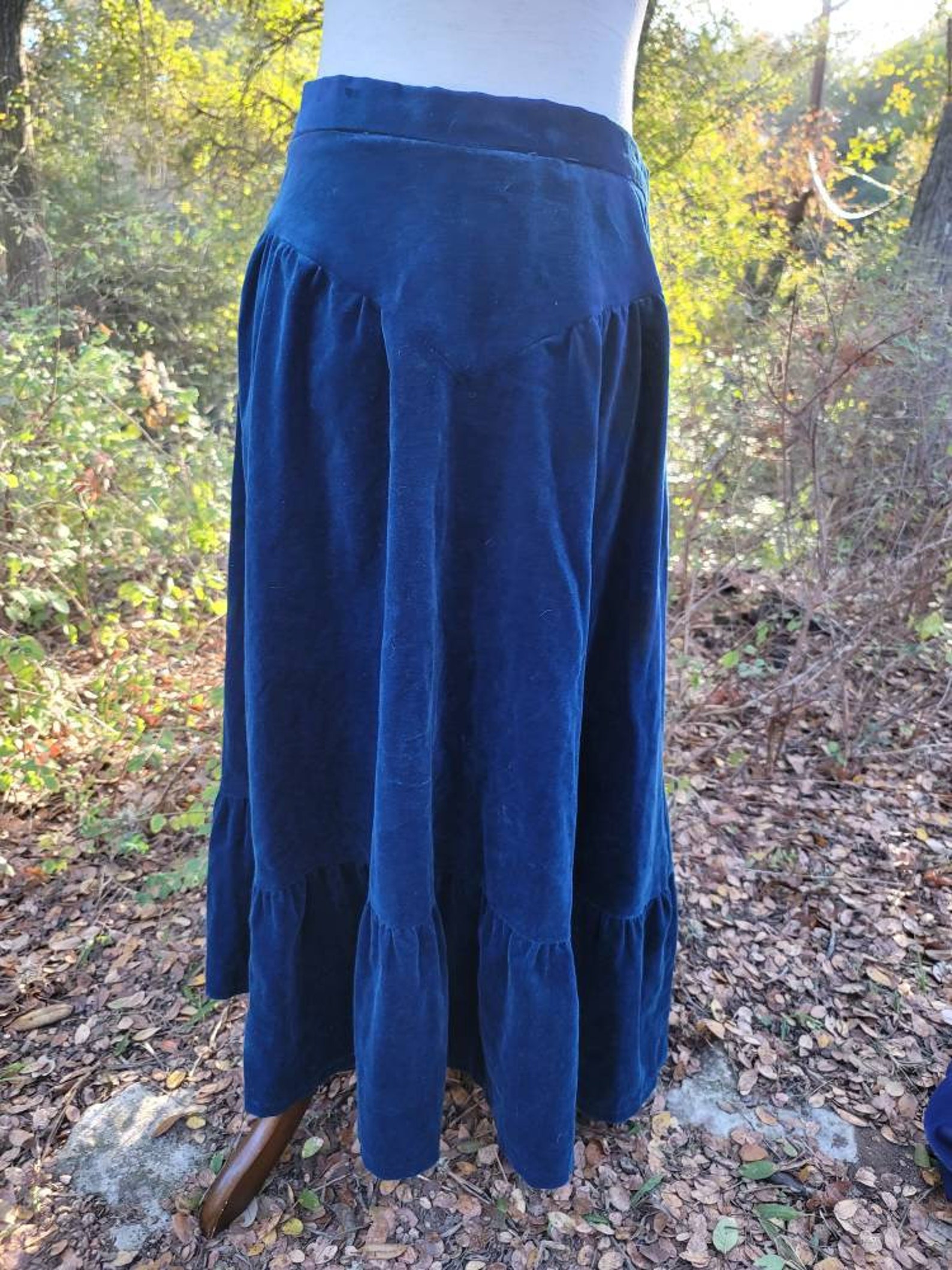 Vintage Gunne Sax Skirt 13 Medium Blue Velvet Tired Skirt | Etsy