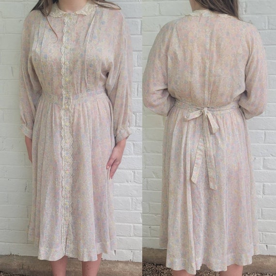 Vintage Gunne Sax Dress 11 midi dress floral whit… - image 1