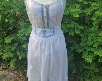 Vintage Gunne Sax Dress Set 11 Small white blue floral lace skirt cami top set summer outfit boho cottage core