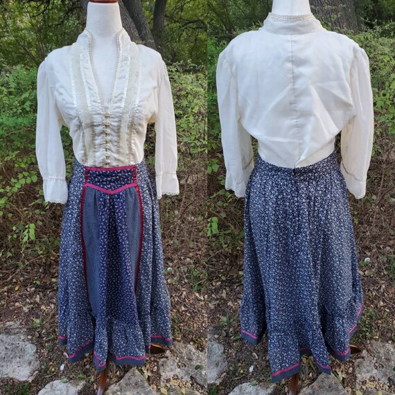 Vinrage Gunne Sax Skirt 11 Medium Small Navy Red F