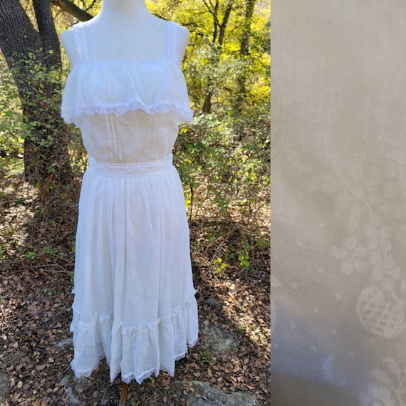 Vintage Gunne Sax Dress 7 XS Small Sundress White