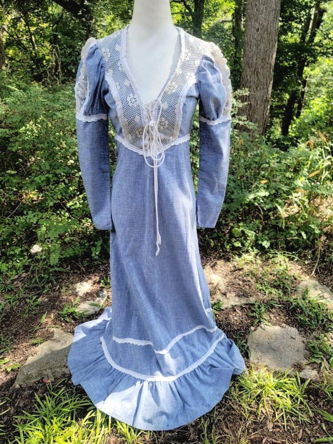 Denim Chambray Gunne Sax Black Label Maxi 7 - Etsy
