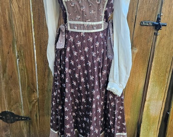 Vintage gunne sax 11 side tie midi brown floral calico