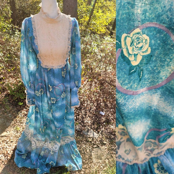 Vintage Candi Jones 70s Maxi Dress Medium 13 Gunne