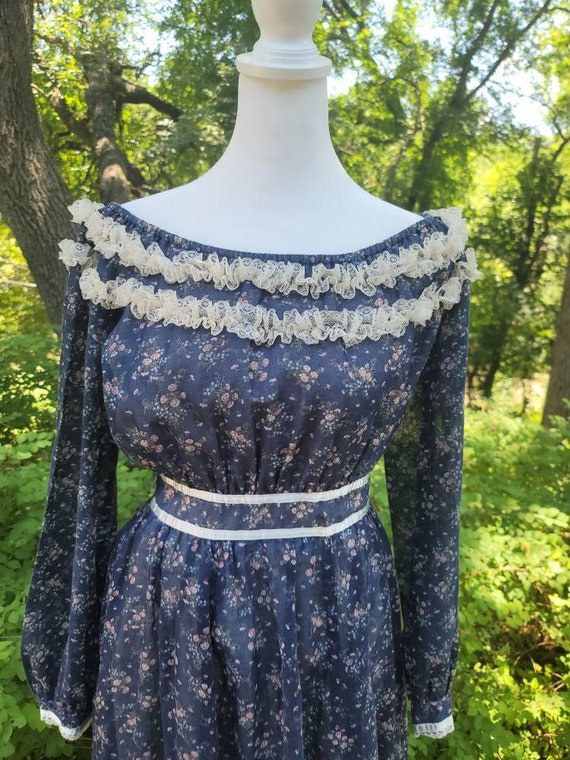 Vintage Gunne Sax Dress 9 Small off the shoulder midi… - Gem