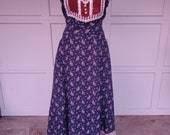 Vintage Gunne sax size 11 small medium sundress pockets velvet blue pink floral cottage core boho