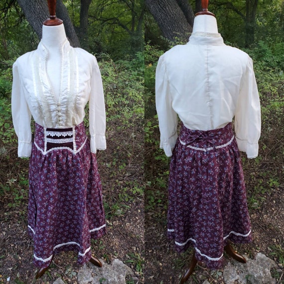 Vintage Gunne Sax skirt 9 11 small medium red burg