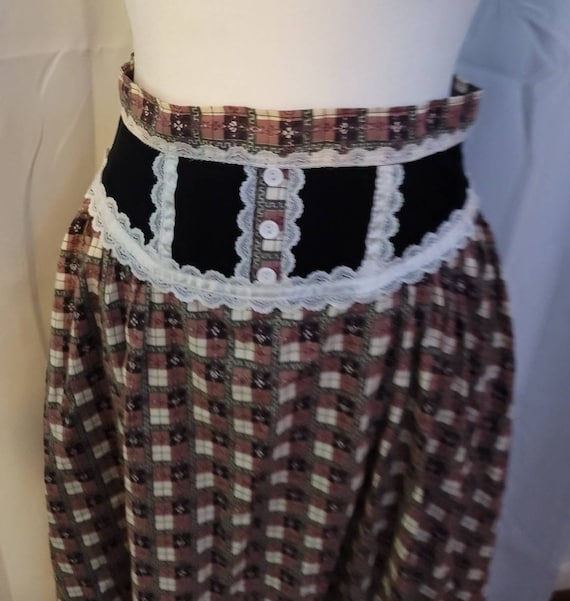 Vintage gunne sax skirt small 7 9 brown black vel… - image 2