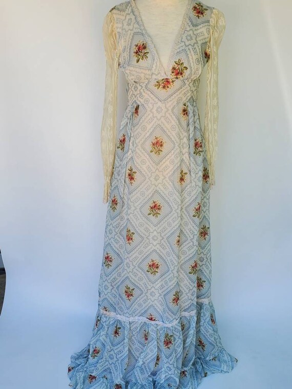 Gunne Sax 7 xs dress maxi dress blue floral dimano