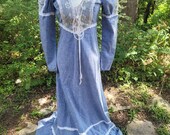 Vintage 70s Denim Gunne Sax Dress Xs Small Maxi Dress Corset top boho cottage core