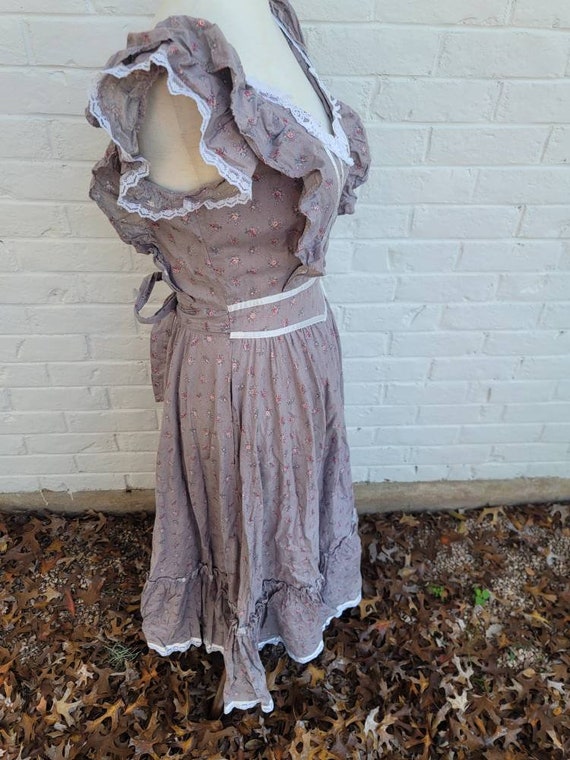 Vintage Gunne Sax Dress 9 Small taupe pink rose p… - image 4