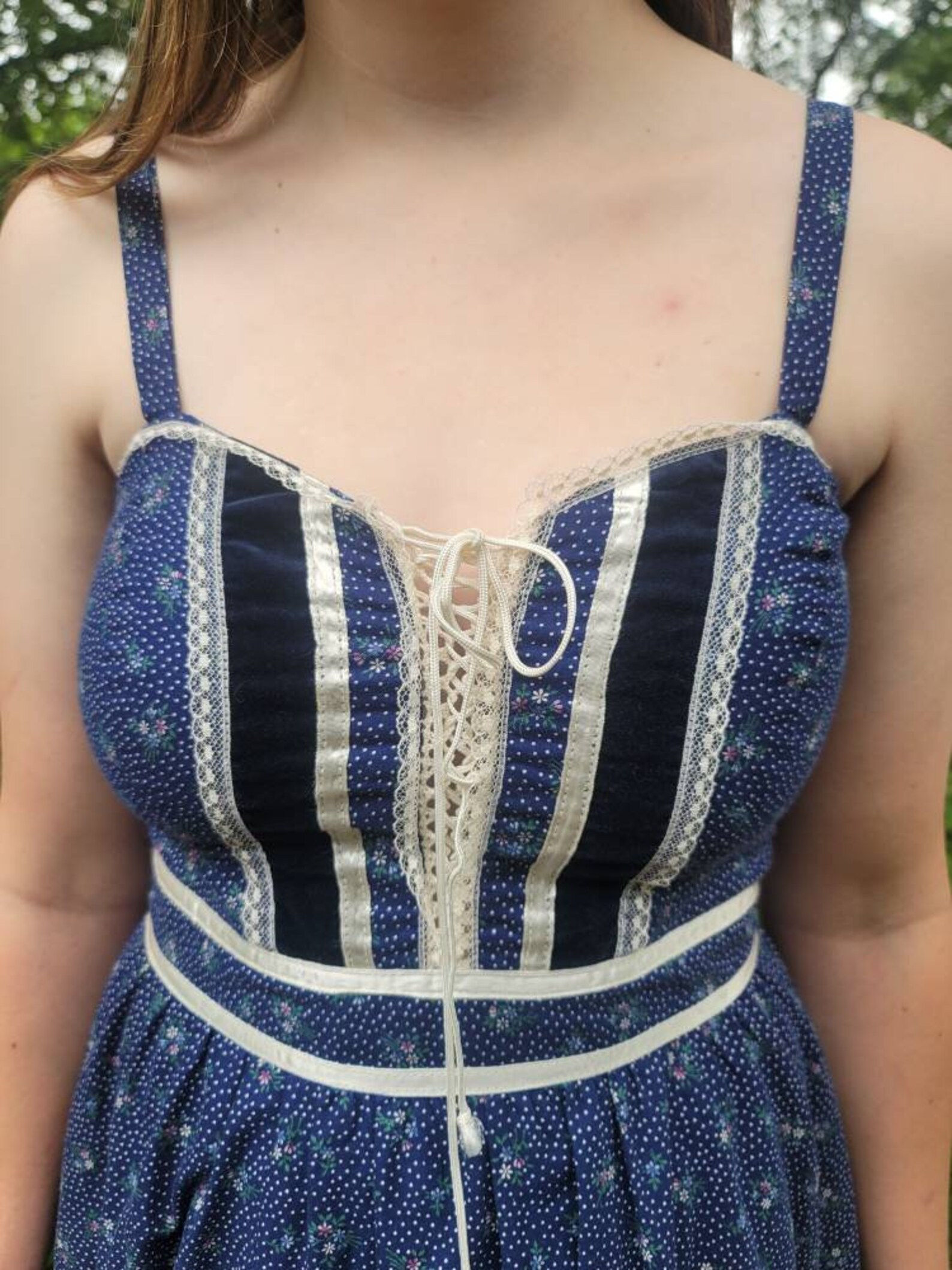 Vintage Gunne Sax Dress 13 11 Small Blue floral blue velvet Etsy