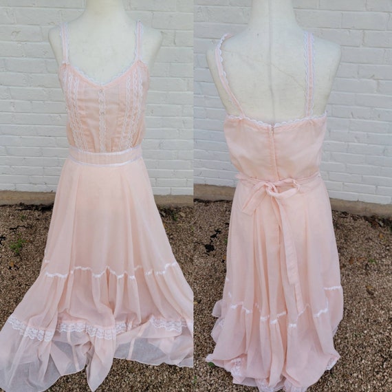 Vintage Gunne Sax Sundress 13 Medium Maxi Dress P… - image 1