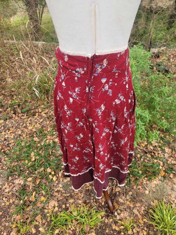 Vintage Gunne Sax Skirt 13 Medium Red Midi Skirt … - image 6