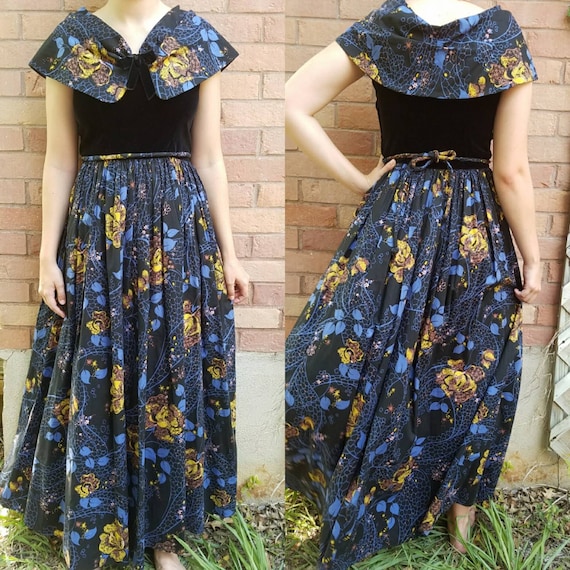 Vintage 1940's dress New Year's Christmas gown med