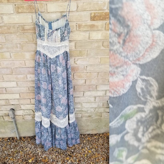 Vintage gunne sax dress xs small blue purple flora