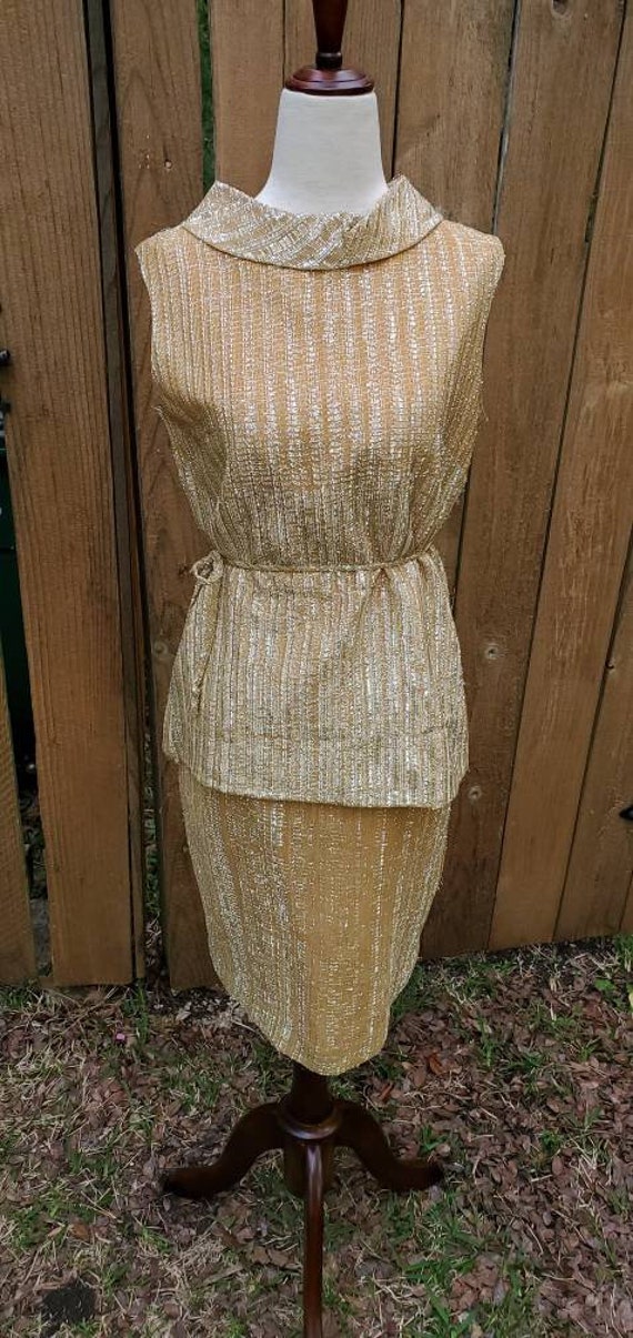 Vintage 60s dress set XS small top and skirt set g