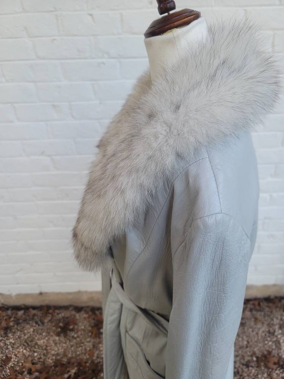 Vintage 1970s coat small medium leather mink wrap… - image 5